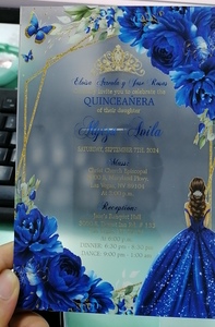Invitations acryliques claires vert clair robe de <span class=keywords><strong>princesse</strong></span> fille Quinceanera Sweet 15 16 cartes <span class=keywords><strong>d</strong></span>'invitation de mariage de fleur vert sauge - Product Image 4
