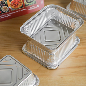 600ml Viet Nam Venta al por mayor Rectangular desechable de papel de aluminio con tapas de plástico Contenedor para hornear - Product Image 3