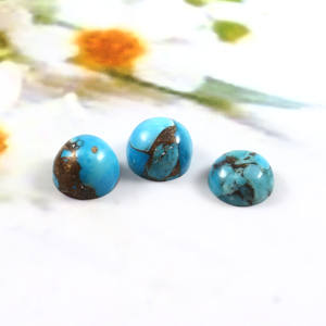 4X4MM AAA Natural azul cobre turquesa redondo parte posterior plana cabujón hecho a mano calibrado piedras preciosas sueltas fabricación de joyas lote al por mayor - Product Image 3