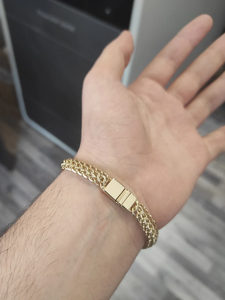 สร้อยข้อมือ Foxtail ทำด้วยมือสีทอง14K สร้อยข้อมือทองหนาหนักสร้อยข้อมือสำหรับผู้ชายเครื่องประดับสร้อยข้อมือแฟชั่น - Product Image 4
