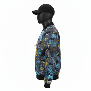 Blouson aviateur de haute qualité pour hommes tissu polyester respirant impression complète Blouson aviateur brodé personnalisé de style urbain pour homme - Product Image 5