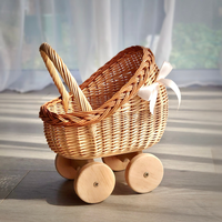 Panier à fleurs rustique multifonctionnel en rotin naturel écologique Handwicker pour poussette de bébé, taille personnalisée, cadeau OEM/ODM
