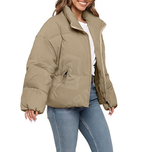 Veste matelassée d'hiver légère pour femmes tissu satiné fermeture à glissière en cuir de mouton respirant imprimé imperméable - Product Image 4