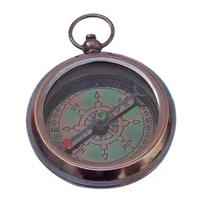 Professional Outdoor Brass Flat Pocket <b>Compass</b> - Nautical Casting Brass <b>Compass</b> with Lid - for Marine Direction Navigation Usage - Product Image 5