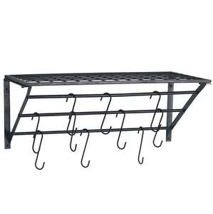 ชั้นวางหม้อโลหะแบบติดผนังใหม่สำหรับฝาหม้อและที่แขวนกระทะราวแขวนติดผนังชั้นวางของในครัว - Product Image 2