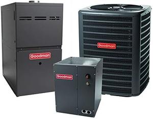 Nuevo sistema de aire acondicionado Goodman de 3 toneladas, 14 SEER2, tipo Upflow, con refrigerante R-32, 80% AFUE y caldera de 100k BTU - Product Image 2