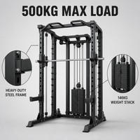 Smith Machine, rack de musculation commercial en acier, salle de sport à domicile intégrée, pile de poids de 146 kg, puissance de 500 kg, marque complète JIT