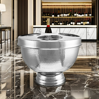 Cubo enfriador de vino de acero inoxidable martillado con tapa para hoteles, restaurantes y fiestas - Colores y logotipo personalizables