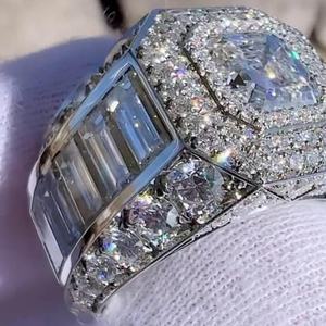 แหวนหมั้นเพชรสำหรับผู้ชายที่โตแล้ว9.50tcw Asscher ความชัดเจนพร้อมใบรับรอง IGI สำหรับงานแต่งงาน - Product Image 5