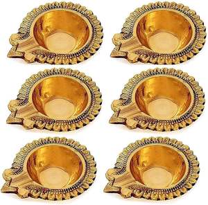 Diya de latón para Puja | Lámpara de aceite Deepam Kundulu Jyot | Artículos Pooja para el Templo del hogar | Tradicional - Product Image 6
