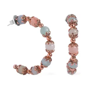 Multi Beryl Half Hoop Earrings in Rosetone at Brass Wholesale Jewelry High Quality Earrings