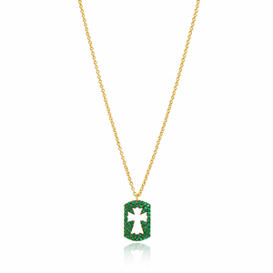 Délicat émeraude Zircon pierre croix Design pendentif turc en gros à la main 925 bijoux en argent Sterling - Product Image 4