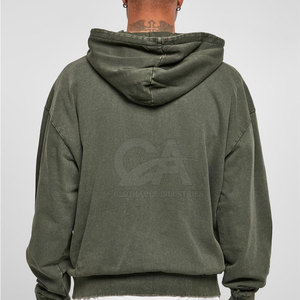 Sudaderas con capucha desgastadas lavadas con ácido para hombre de diseño personalizado Sudaderas con capucha de invierno desgastadas lavadas con ácido térmico ligero de 500gsm - Product Image 5