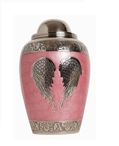โกศสำหรับผู้ใหญ่เถ้ากระดูกโลหะสีชมพูปีกสีเงิน - Product Image 1