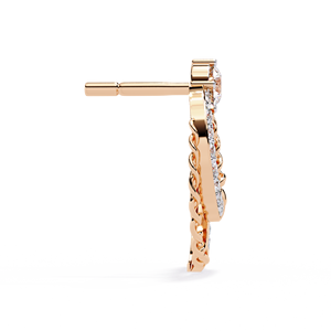 ต่างหูเพชรเม็ดเดี่ยวและโซ่คิวบาดีไซน์แฟชั่นพร้อมรูปวงกลมหมุนวน - Product Image 4