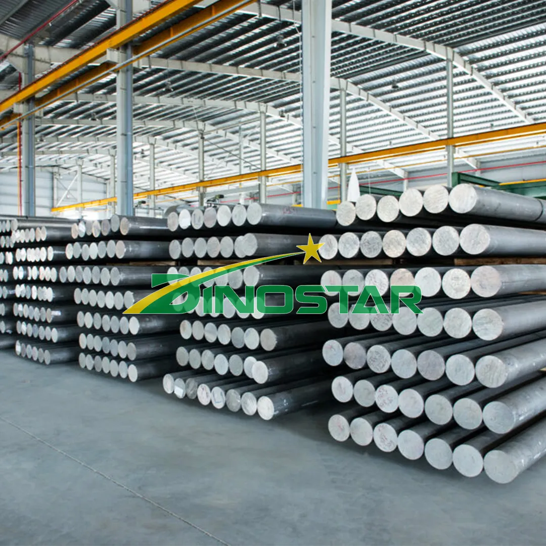 Palanquilla de aluminio de alta calidad producida por la fábrica de aluminio DINOSTAR. Estándares ASTM de palanquillas 6063, 6005, 6061...