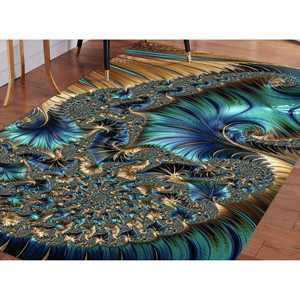 Tapis imprimé abstrait : Tapis moderne, doux, grand format pour salon, avec poils doux - Product Image 1