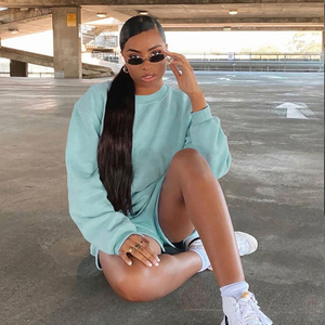 สเวตเตอร์คอกลมและกางเกงขาสั้นสำหรับผู้หญิงชุดวอร์มกางเกงขาสั้น2ชิ้นสำหรับผู้หญิงขายส่งออกแบบได้ตามต้องการ - Product Image 6