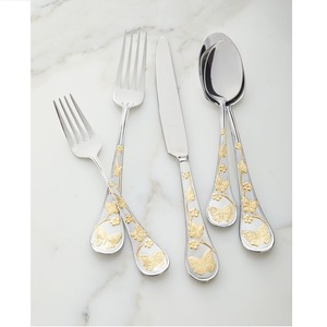 Juego de cubiertos de utensilios de cocina de diseño de acabado de acero inoxidable, diseño completamente de Metal, herramientas de cubiertos dorados, juego de cubiertos brillantes - Product Image 3