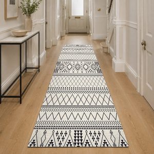 Tapis de salon en chenille antidérapant, imprimé numérique, style ethnique Kilim, gris argenté, lavable en machine, vente en gros - RUGS DEPOT LXDP-0683 - Product Image 5