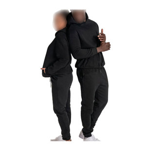 Conjunto de sudaderas con capucha y joggers unisex con hombros caídos y peso pesado liso Vintage grueso de calidad superior logotipo personalizado - Product Image 1