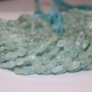 Venta al por mayor de alta calidad, cuentas de forma ovalada Lisa aguamarina, cuentas lisas, hebras de 13 pulgadas para manualidades de joyería - Product Image 3