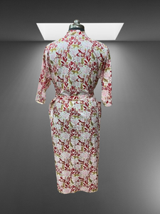 Kimono Floral de algodón para mujer, bata con estampado de bloques, bata de dama de honor para boda, ropa de dormir de otoño, albornoz, ropa de playa para - Product Image 2