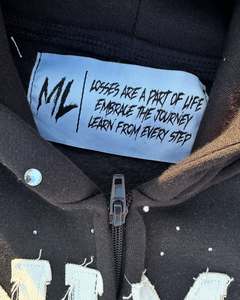 Custom Heavyweight Applique Patch Vintage Stone <b>Washed</b> Distressed <b>Tech</b> Fleece Rhinestone Hoodies for Men - Product Image 6