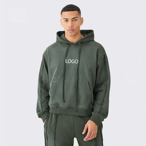 Sweat-shirts à capuche surdimensionnés en molleton français 100 % coton, respirants, à séchage rapide, imprimés à l'écran, noirs, lourds, teints en uni, pour l'hiver, personnalisés par OEM - Product Image 6