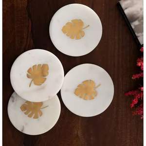 Sous-verres en bois avec incrustation en laiton Incrustation en métal pour thé à la maison Protection de l'environnement créative Ensemble d'incrustation en métal écologique original - Product Image 3