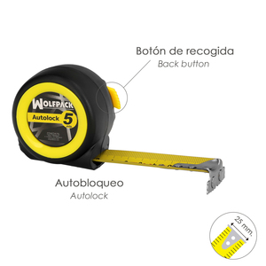 Flessometro Autolock con Freno Automatico, Cinghia da 5 Metri 25 mm. Magnetico - Product Image 2
