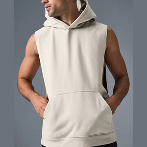 <b>Men's</b> Urban <b>Sleeveless</b> <b>Hoodie</b> Cotton Pullover Fitness <b>Hoodie</b> Tank for <b>Men</b> OEM Design Basics Cotton Blended <b>Sleeveless</b> <b>Hoodie</b> - Product Image 2
