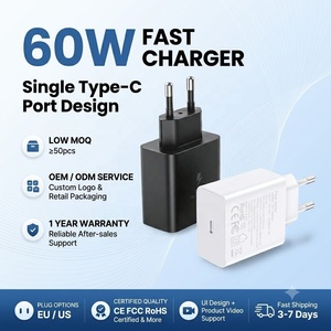 อะแดปเตอร์ GaN 60W ชาร์จเร็วพิเศษ PPS PD USB <span class=keywords><strong>C</strong></span> ช่องเสียบเดียว พอร์ต Type <span class=keywords><strong>C</strong></span> ชาร์จเร็วสำหรับ Samsung Galaxy S24 Ultra S23 - Product Image 1
