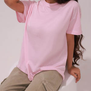 Womens Loose Heavyweight Cotton Crop Tee Boxy Fit Drop Shoulder <b>T</b> <b>Shirt</b> Acid Wash Finish - Product Image 5
