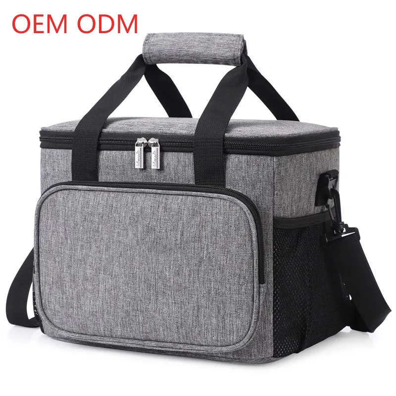 Custom Logo 600D Oxford Lunch Cooler Bag Insulated For Office Travel Picnic Thermal Bag Soft Tote Cooler Box With Shoulder Strap