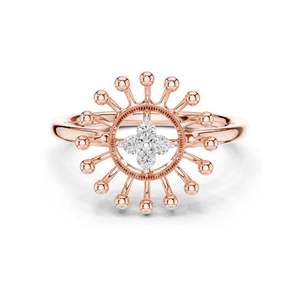 Bague pour femme en diamant de laboratoire 0,08 CT, design soleil, clarté VVS-VS EF, or 18 carats, 14 carats, 10 carats et argent 925, moissanite et diamant de laboratoire - Product Image 1