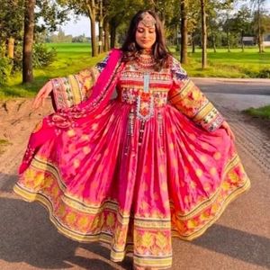 Vêtements traditionnels afghans Salwar Kameez en coton de soie ethnique pour filles-623 Produit en vente - Product Image 2