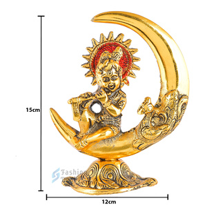 Laddu Gopal / Krishna Ji de Metal Chapado en Oro, Vajilla Moderna Religiosa con Técnica de Soldadura para Regalos y Decoración del Hogar - Product Image 4