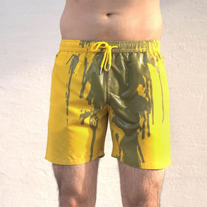 High Quality Heat Sensitive Casual Adult Yellow Color Quick Dry Waterproof Breathable Eco-Friendly <b>Knee</b> <b>Length</b> <b>Men's</b> <b>Shorts</b> - Product Image 1