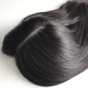 Perruque juive en <span class=keywords><strong>cheveux</strong></span> humains certifiée casher, <span class=keywords><strong>cheveux</strong></span> européens Remy blonds avec mèches, base en soie, topper kippa - Product Image 2