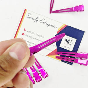 Customizable High Quality Pink Transparent Single Prong Metal <b>Clips</b> Duckbill <b>Hair</b> <b>Sectioning</b> Pins for Commercial <b>Hair</b> Extensions - Product Image 4