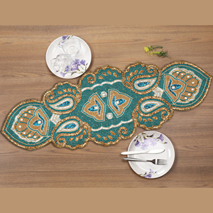 Coureur perlé haut de gamme nouvelle broderie de perles de graines décoratives faites à la main pour les paramètres de table chics et festifs meilleurs coureurs perlés - Product Image 1