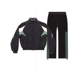 Coupe-vent décontracté deux pièces pour hommes avec fermeture à glissière imprimée Streetwear en polyester tissé pour l'automne - Product Image 5