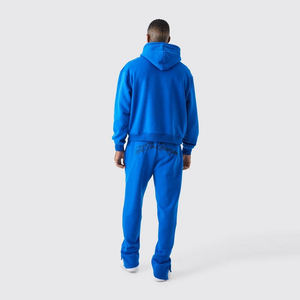 Ensemble sweat-shirt et pantalon de survêtement évasé pour homme, respirant, écologique, brodé, uni, teint, perlé, polyester/coton pour l'hiver - Product Image 3