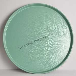 Bandeja de servicio negra de gran tamaño moderna hecha a mano, bandejas de barra antideslizantes de diseño texturizado decorativo de Metal martillado multiusos duradero - Product Image 2