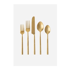 Juego de Cubiertos de Acero Inoxidable, Tenedor, Cuchara y Cuchillo, Juego de Cubiertos Dorados con Acabado Mate, Juego de Cubiertos Pulidos Mate - Product Image 5