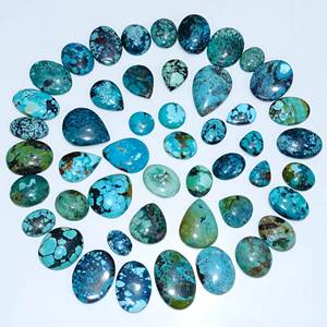 พลอยเทอร์ควอยซ์จากทิเบตธรรมชาติที่สวยงามอัญมณีทรงหลังเบี้ยขายส่งรูปร่างผสมอัญมณีธรรมชาติชั้นดีสำหรับทำเครื่องประดับ - Product Image 2