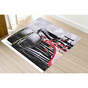 Alfombra Estampada de Fórmula 1 - Alfombra Moderna para Cuarto de Hombre, con Pelo Suave - Product Image 5