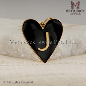 Solid 925 Silver <b>Heart</b> Initial Pendant Yellow Plated Jewelry Enamel Pendant <b>Top</b> Quality New Design - Product Image 3