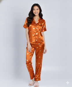 Pijamas de Seda Satén con Estampado Digital de Lujo Premium, Conjunto de Ropa de Dormir Suave y Transpirable para Adultos (Personalizable) - Product Image 5